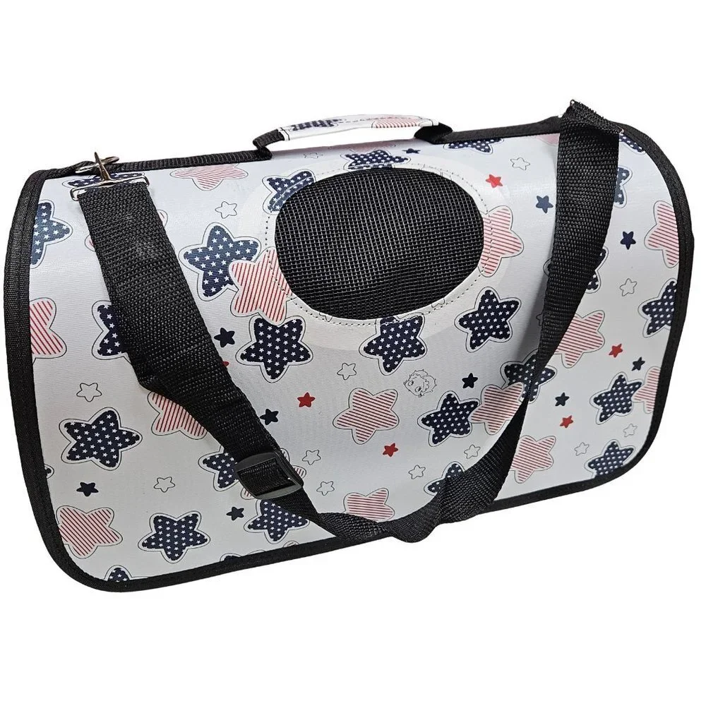 Pet Carrier, Beige with Stars Print
